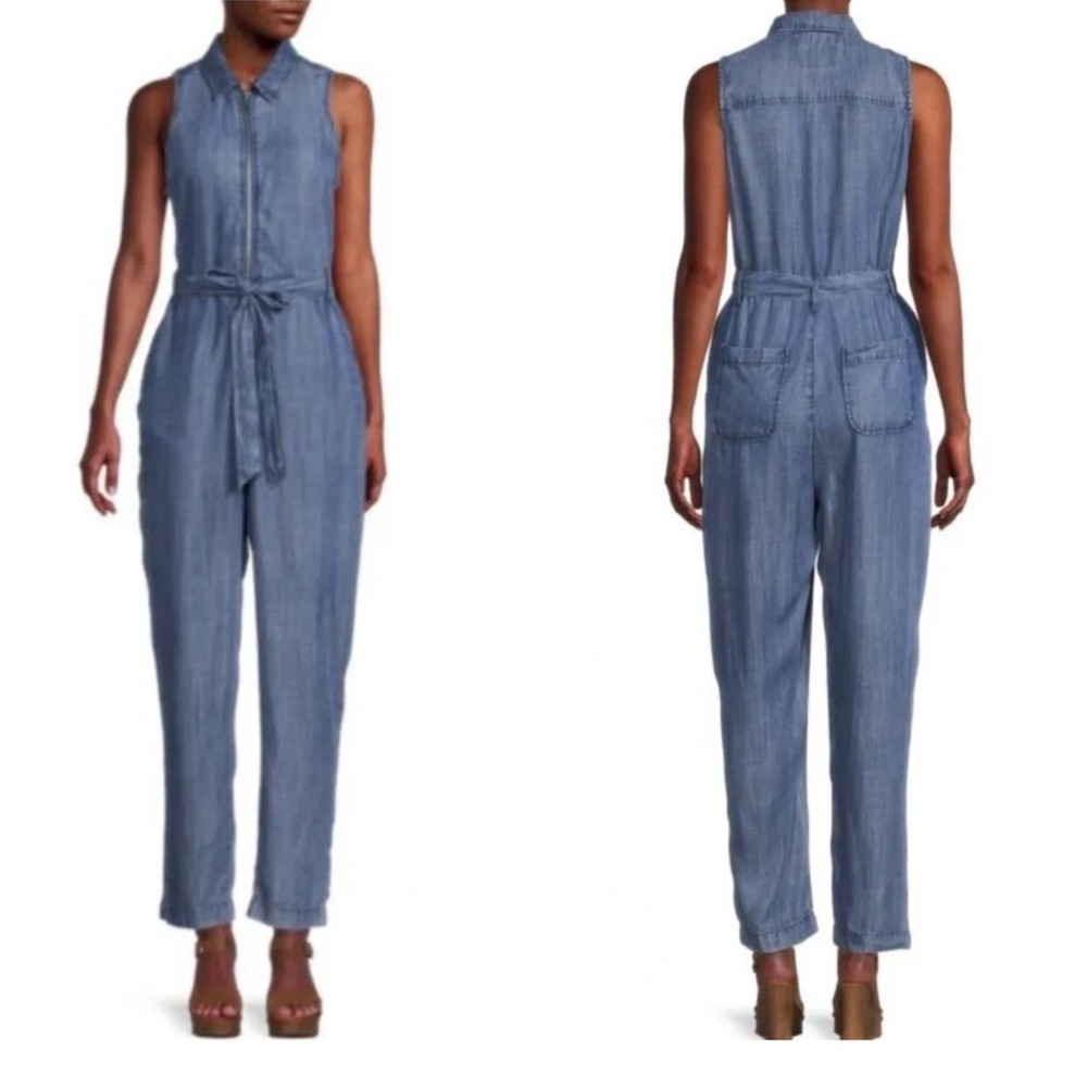 Velvet Heart Tait Malibu Zip Up Jumpsuit NWT Sz S Blue Tencel Sleeveless Utility - Picture 4 of 6